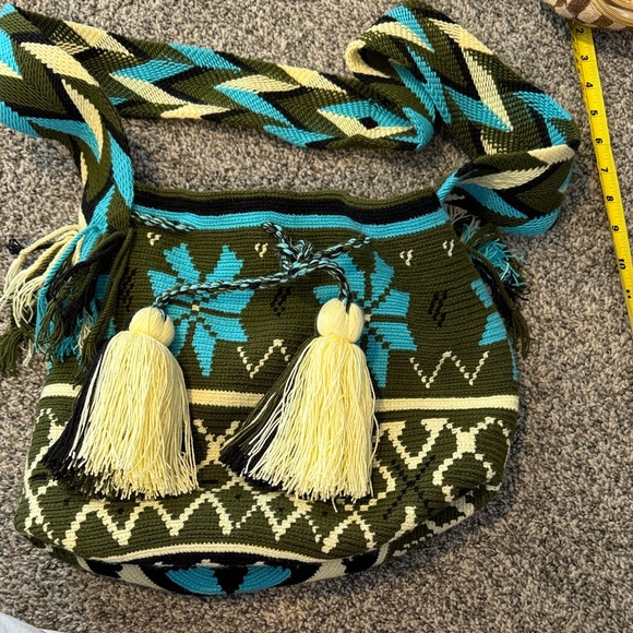 Handbags - Handcrafted Green and Blue Women Bag Native American